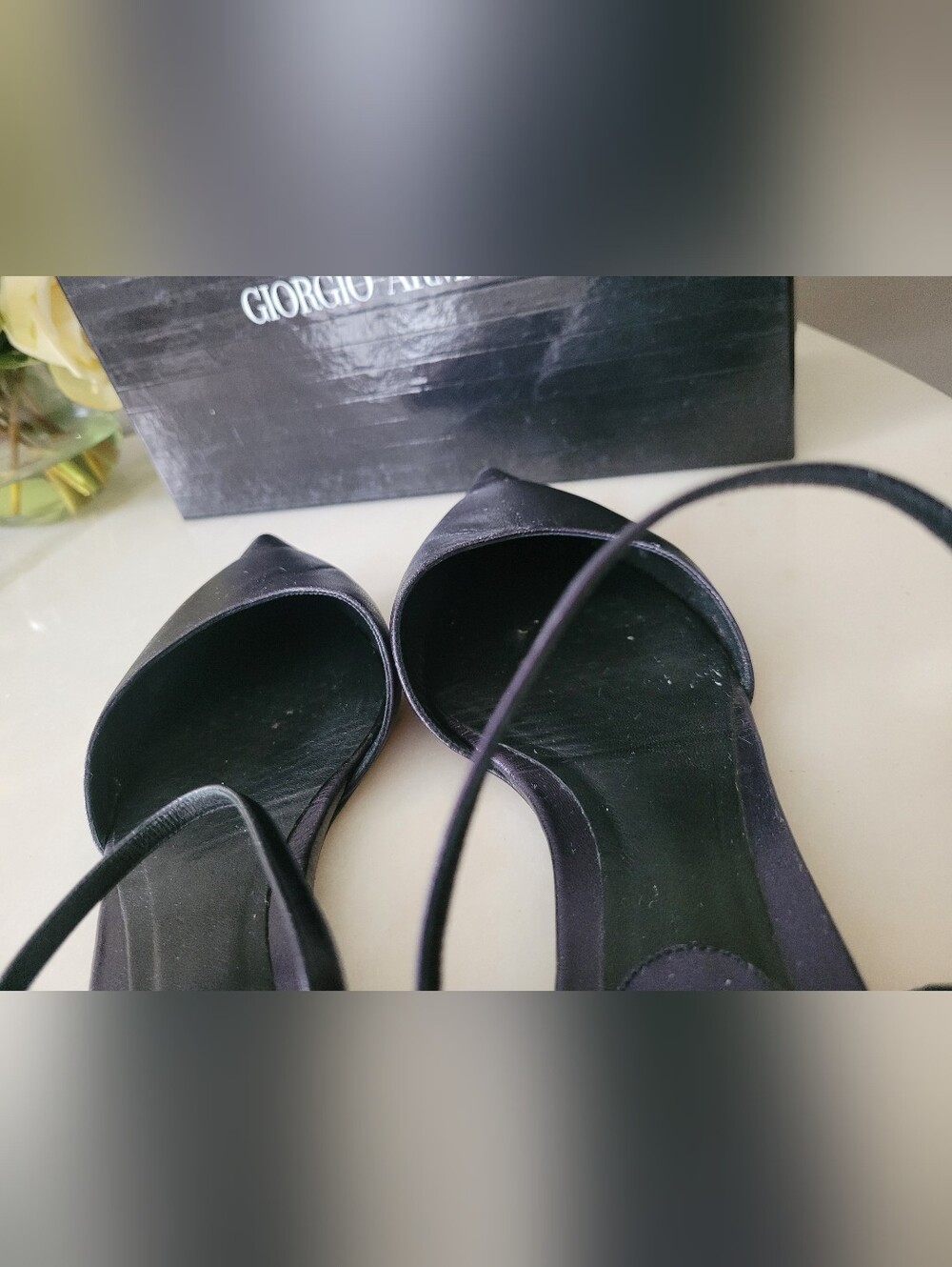 Giorgio Armani Pointed Toe Ankle-Strap Flats Black/Purple Sheen IT 39.5/US 9.5 - Picture 10 of 16